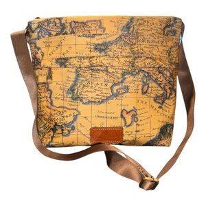 Patricia Nash Carmini Crossbody European Map Design nylon web strap. AR 3